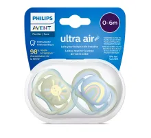 Пустышка ultra air, солнышко/радуга, для мальчиков, 0-6 мес., 2 шт. Philips SCF085/58