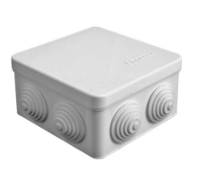 Коробка распределительная ОП 105х105х56мм IP54 7 выходов 4 гермоввода крышка защелкивающаяся сер. Ep