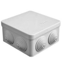 Коробка распределительная ОП 105х105х56мм IP54 7 выходов 4 гермоввода крышка защелкивающаяся сер. Ep