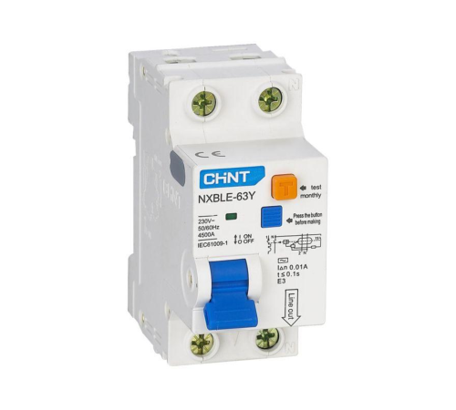 Выключатель автоматический дифференциального тока 1п+N C 63А 30мА электрон. тип AC 4.5кА NXBLE-63Y (