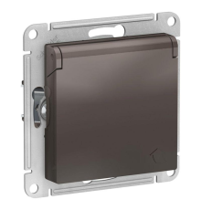 Systeme electric ATN000646 ATLASDESIGN РОЗЕТКА с заземл. со шторками с крышкой, 16А, IP20, механизм, МОККО