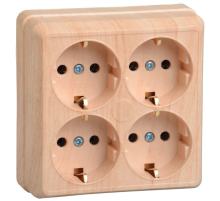 Iek ERO41-K03-16-DC РС24-3-ОС Розетка 4местн. с з/к 16А откр.уст. ОКТАВА (сосна)