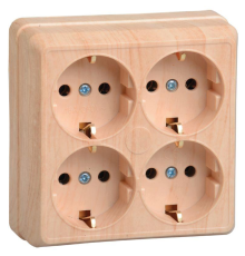 Iek ERO41-K03-16-DC РС24-3-ОС Розетка 4местн. с з/к 16А откр.уст. ОКТАВА (сосна)