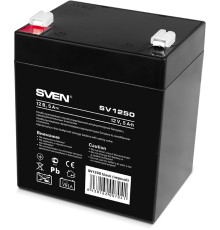 Батарея SVEN SV 1250 (12V 5Ah), напряжение 12В, емкость 5А*ч, макс. ток разряда 80А, макс. ток заряда 1.5А, свинцово-кислотная типа AGM, тип клемм F1 Sven SV-0222005