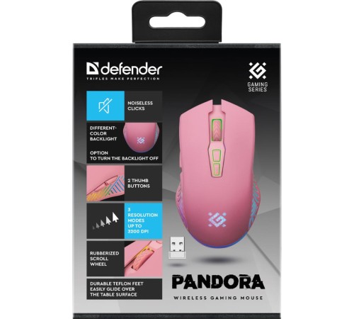 Мышка OPTICAL PANDORA GM-502 52501 PINK DEFENDER