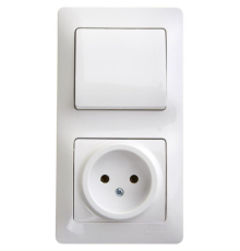 Systeme electric GSL000160 GLOSSA БЛОК: РОЗЕТКА + 1-клавишный ВЫКЛЮЧАТЕЛЬ БЕЛЫЙ