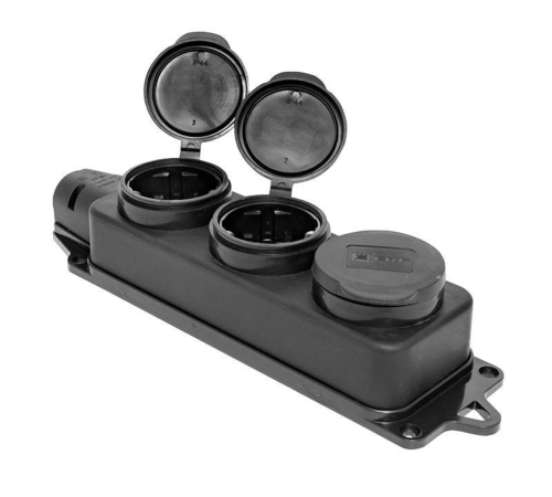 EKF RPS-015-16-230-44 Розетка трехместная с защит. крышками каучуковая 230В 2P+PE 16A IP44 EKF PROxima EKF RPS-015-16-230-44 Розетка трехместная с защит. крышками каучуковая 230В 2P+PE 16A IP44 EKF PROxima