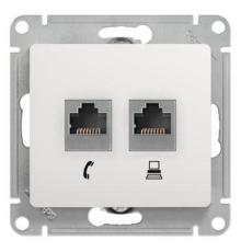 Systeme electric GSL000185 GLOSSA РОЗЕТКА двойная RJ11+RJ45, кат.5E, механизм, БЕЛЫЙ
