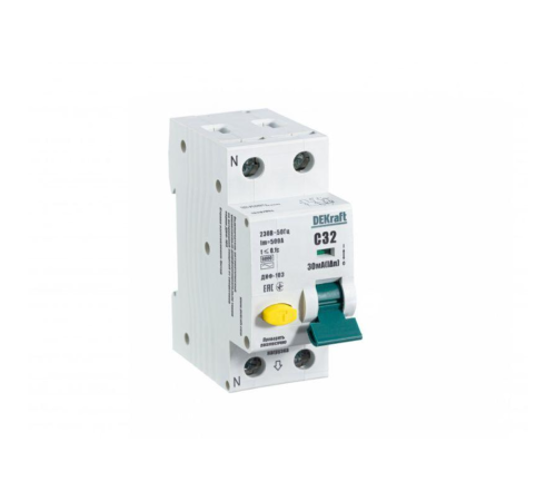 Выключатель автоматический дифференциального тока 2п (1P+N) C 32А 30мА тип AC 6кА ДИФ-103 DEKraft 16