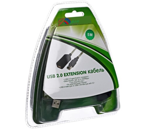 Aopen/Qust Кабель-адаптер USB2.0-repeater, удлинительный активный <Am-->Af> 5м (ACU823-5M) [6938510851314]