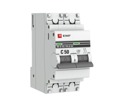 EKF mcb4763-2-50C-pro Автоматический выключатель 2P 50А (C) 4,5kA ВА 47-63 EKF PROxima EKF mcb4763-2-50C-pro Автоматический выключатель 2P 50А (C) 4,5kA ВА 47-63 EKF PROxima