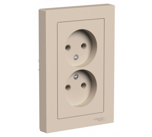 Розетка 2-м. AtlasDesign 16А без заземл. в сборе песочн. SE ATN001220