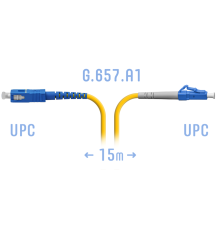 Патчкорд оптический LC/UPC-SC/UPC SM G.657.A1 15 метров