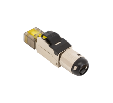 Коннектор SNR RJ45/8P8C под витую пару, Кат.8 (Класс I), 2000МГц, покрытие 50мкд, T568B, самозажимной, полный экран, металлик