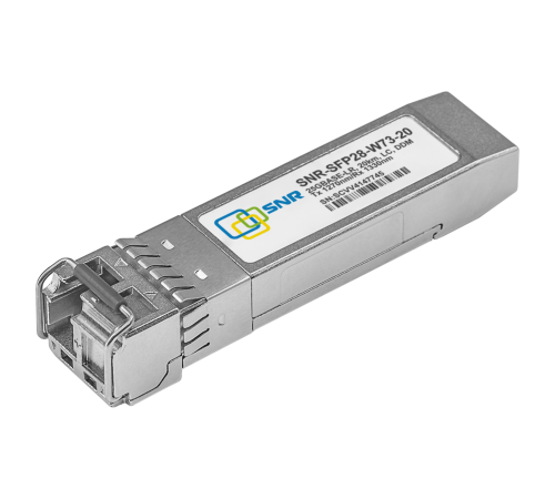 Трансивер SNR SFP28 WDM, 25GBASE, разъем LC, дальность до 20км (12dB), 1270nm, SNR-SFP28-W73-20