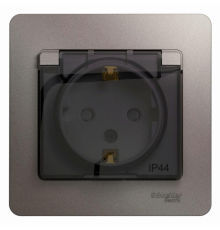 Systeme electric GSL001248 GLOSSA РОЗЕТКА с зазем. со шторками с крышкой,IP44,16А, 250В, в сборе,ПЛАТИНА