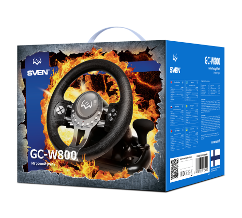 Руль SVEN GC-W800 (педали, вибро, скоба, D-pad, 12 кл, PC/PS3/PS4/XBOXONE/Xinput) Sven SV-015442