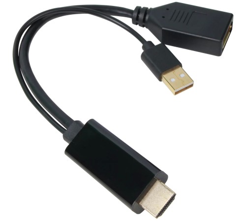 Кабель-переходник HDMI(M) +USB---> DP(F) 0.15m  4K*60Hz VCOM<CG599E> Кабель-переходник VCOM USB Type-A M+HDMI M/DisplayPort F (CG599E-0.15M)