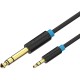 Кабель Vention аудио Jack 6,5 mm M/ 3,5 M - 1,5м Кабель Vention jack 6.5 mm(m)/mini jack 3.5 mm(m) - 1.5 м (BABBG)