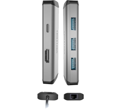 Мультифункциональный хаб Vention USB Type C 6 в 1 Мультифункциональный хаб Vention USB 3.1 M/HDMI 19F/VGA 15F/RJ45 F/USB 3.0 Type C F x 3 (CNCHB)