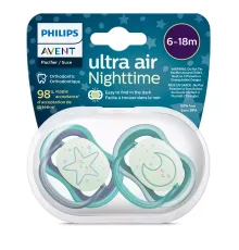 Пустышка ultra air, ночная, звезда/месяц, 6-18 мес., 2 шт. Philips Пустышка ultra air, ночная, звезда/месяц, 6-18 мес., 2 шт. (SCF376/13)