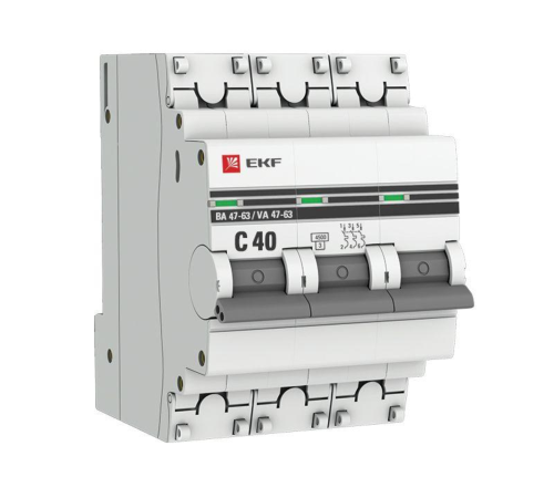 EKF mcb4763-3-40C-pro Автоматический выключатель 3P 40А (C) 4,5kA ВА 47-63 EKF PROxima EKF mcb4763-3-40C-pro Автоматический выключатель 3P 40А (C) 4,5kA ВА 47-63 EKF PROxima