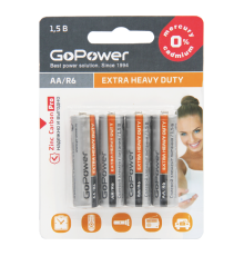 Батарейка GoPower R03 AAA BL4 Heavy Duty 1.5V (4/48/576) блистер (4 шт.) Батарейка GoPower R03 AAA (00-00015595)