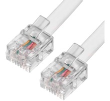 Greenconnect Телефонный шнур удлинитель для аппарата  10.0m GCR-TP6P4C-10.0m, 6P4C (джек 6p4c - jack 6p4c) белый Greenconnect RJ11 - RJ11 10м (GCR-TP6P4C-10.0m)