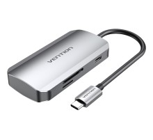 Мультифункциональный хаб Vention USB-C > USB 3.0x3/SD/TF/PD Мультифункциональный хаб Vention USB 3.1 M/USB 3.0 F x 3/USB Type C F/TF F/SD F (TNHHB)