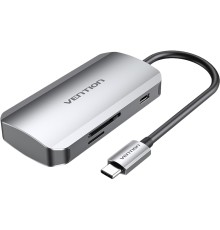 Мультифункциональный хаб Vention USB-C > USB 3.0x3/SD/TF/PD Мультифункциональный хаб Vention USB 3.1 M/USB 3.0 F x 3/USB Type C F/TF F/SD F (TNHHB)
