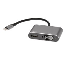 Адаптер USB Type-Cm-->VGA, HDMI 4k*30Hz, USB3.0, PD, Audio, iOpen (Aopen/Qust)<ACU4511> VCOM Адаптер-переходник AOpen/Qust USB 3.1 Type C M/HDMI F/VGA F/USB 3.0 Type A F/Jack 3.5 mm F (ACU4511)