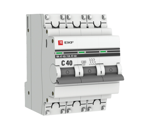 EKF mcb4763-3-40C-pro Автоматический выключатель 3P 40А (C) 4,5kA ВА 47-63 EKF PROxima EKF mcb4763-3-40C-pro Автоматический выключатель 3P 40А (C) 4,5kA ВА 47-63 EKF PROxima
