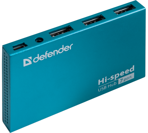 DEFENDER USB (QUADRO) SEPTIMA SLIM USB 2.0, 7 порта, (с адап. 2А)