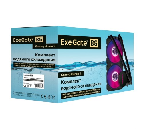 Exegate EX293458RUS Комплект водяного охлаждения ExeGate BlackWater-240.PWM.ARGB (3 PIN 5V ADDRESSABLE RGB подсветка, LGA2066/2011/1366/1150/1151/1155/1156/1200/1700/AM4/FM1/FM2/FM2+/AM2/AM2+/AM3/AM3+
