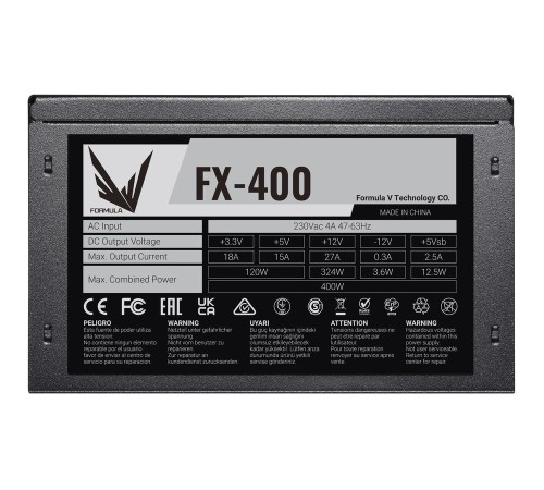 Блок питания Formula ATX 400W FX-400 (24+4+4pin) APFC 120mm fan 3xSATA RTL Блок питания Formula ATX 400W FX-400 (24+4+4pin) APFC 120mm fan 3xSATA RTL