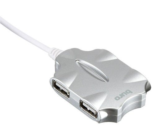 Разветвитель USB 2.0 Buro BU-HUB4-0.5-U2.0-Candy 4порт. серебристый
