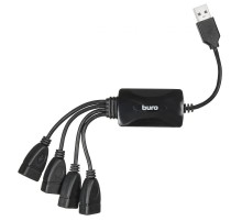 Разветвитель USB 2.0 Buro BU-HUB4-0.3-U2.0-Splitter 4порт. черный