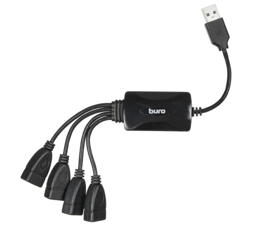 Разветвитель USB 2.0 Buro BU-HUB4-0.3-U2.0-Splitter 4порт. черный