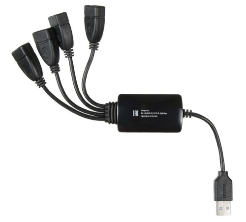Разветвитель USB 2.0 Buro BU-HUB4-0.3-U2.0-Splitter 4порт. черный