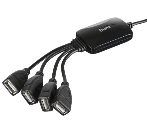 Разветвитель USB 2.0 Buro BU-HUB4-0.3-U2.0-Splitter 4порт. черный