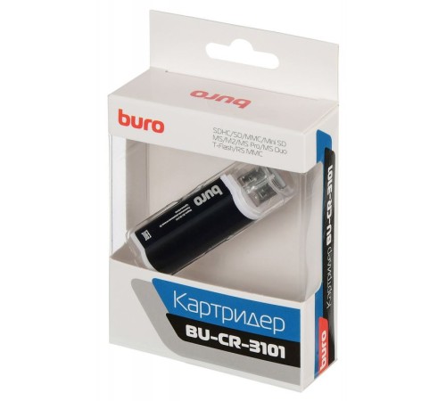 Устройство чтения карт памяти USB2.0 Buro BU-CR-3101 черный Устройство чтения карт памяти USB2.0 Buro BU-CR-3101 черный