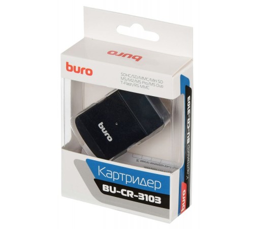 Устройство чтения карт памяти USB2.0 Buro BU-CR-3103 черный Устройство чтения карт памяти USB2.0 Buro BU-CR-3103 черный