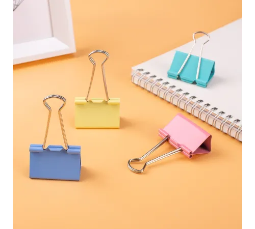 Зажимы Deli E8552A металл 41мм ассорти (упак.:24шт) пластиковая коробка