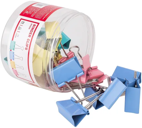 Зажимы Deli E8552A металл 41мм ассорти (упак.:24шт) пластиковая коробка