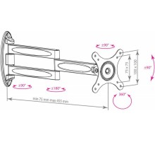 Кронштейн для телевизора Kromax TECHNO-11 черный 10"-32" макс.15кг настенный поворот и наклон