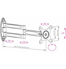 Кронштейн для телевизора Kromax TECHNO-11 черный 10"-32" макс.15кг настенный поворот и наклон