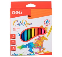 Фломастеры Deli EC10000 ColoRun Вентилируемый 12цв. коробка с европодвесом