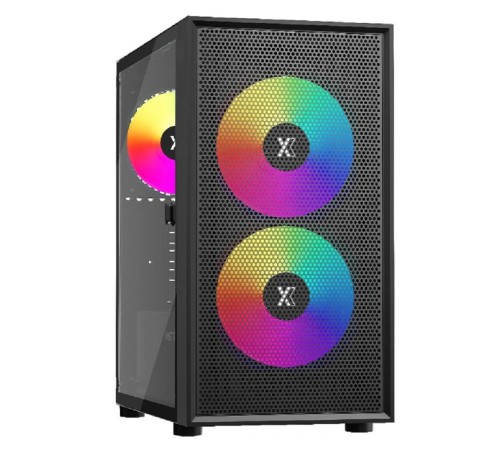 XASTRA Корпус A305M 3ARGB Black mATX/Mesh/ tempered glass / 2x140mm + 1x120mm ARGB PWM fans/ Door/  A305M-2FC14A-1FC12A-D