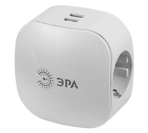 Сетевой разветвитель Эра SP-3e-USB-2A (3 розетки) белый (пакет ПЭ)