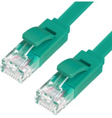 Greenconnect Патч-корд PROF плоский прямой 10.0m, UTP медь кат.6, зеленый, позолоченные контакты, 30 AWG, GCR-LNC625-10.0m, ethernet high speed 10 Гбит/с, RJ45, T568B Greenconnect RJ45(m) - RJ45(m) Cat. 6 U/UTP PVC 10м зелёный (GCR-LNC625-10.0m)